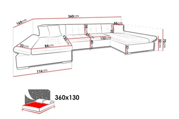 Dewitt 3-sits Bäddsoffa - Grå - Möbler - Vardagsrum - B äddsoffor - U bäddsoffa