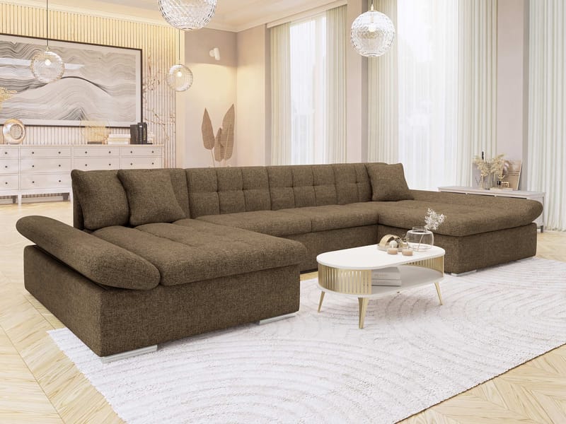 Dewitt Bäddsoffa Dubbeldivan 5-sits - Brun - Möbler - Vardagsrum - Bäddsoffor - U bäddsoffa