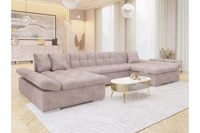 Dewitt Bäddsoffa Dubbeldivan 5-sits - Rosa - Möbler - Vardagsrum - Bäddsoffor - U bäddsoffa