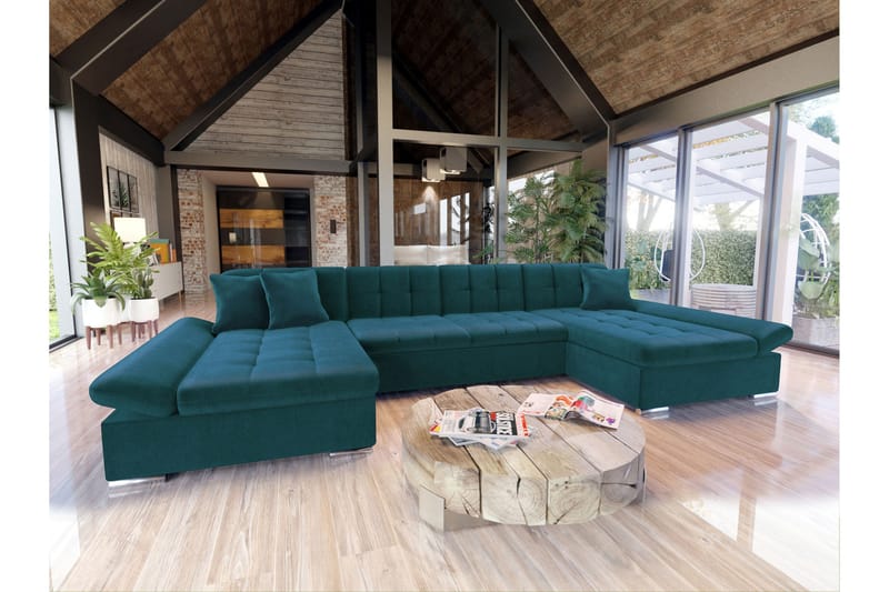 Dewitt Bäddsoffa Dubbelschäslong 4-sits, Grön