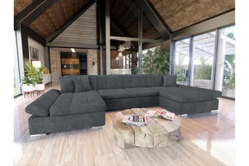 Dewitt Bäddsoffa Dubbelschäslong 4-sits i Bouclé - Grå - Möbler - Vardagsrum - Bäddsoffor - U bäddsoffa