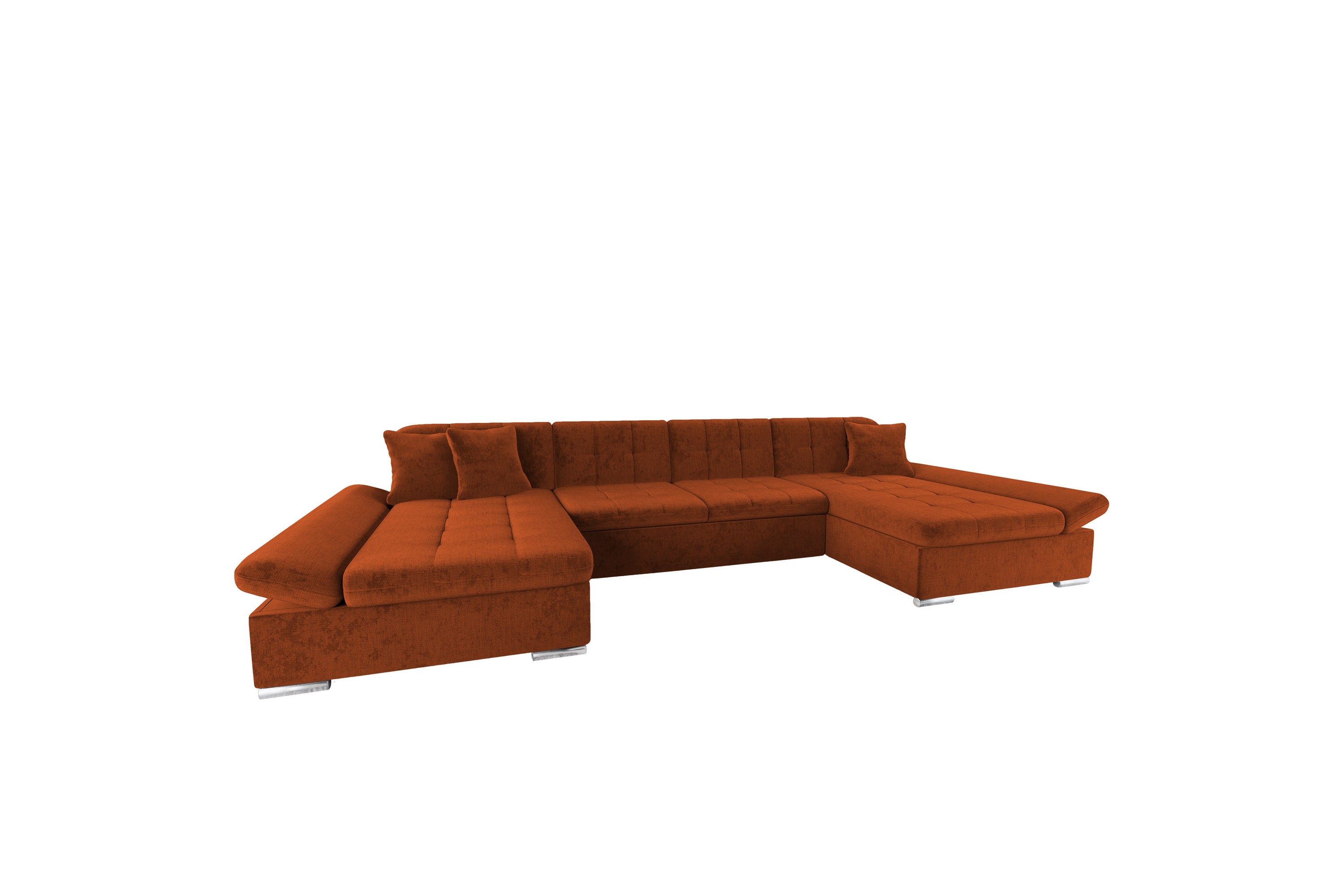 dewitt bäddsoffa dubbelschäslong 4-sits i chenille - orange