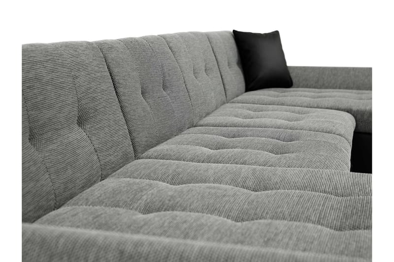 Dewitt Bäddsoffa Dubbelschäslong 4-sits i Konstläder - Svart/Grå - Möbler - Vardagsrum - Bäddsoffor - U bäddsoffa