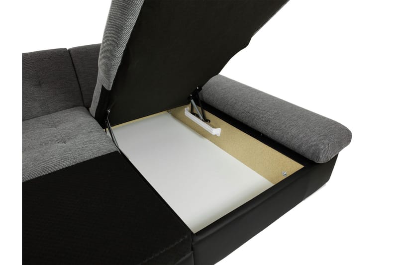 Dewitt Bäddsoffa Dubbelschäslong 4-sits i Konstläder - Svart/Grå - Möbler - Vardagsrum - Bäddsoffor - U bäddsoffa
