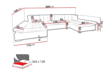 Dewitt Bäddsoffa Dubbelschäslong 4-sits i Sammet - Gul - Möbler - Vardagsrum - Bäddsoffor - U bäddsoffa