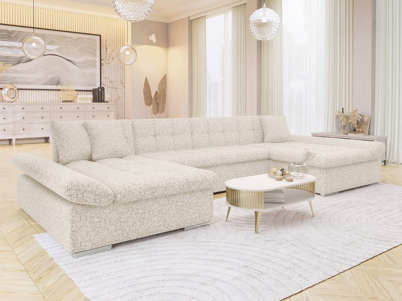 Dewitt U-formad 5-sits Bäddsoffa med förvaring - beige - Möbler - Vardagsrum - Bäddsoffor - Hörnbäddsoffa