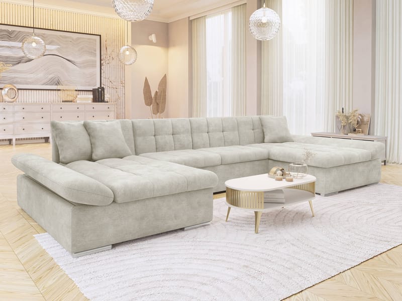 Dewitt U-formad 5-sits Bäddsoffa med förvaring - beige - Möbler - Vardagsrum - Bäddsoffor - Hörnbäddsoffa