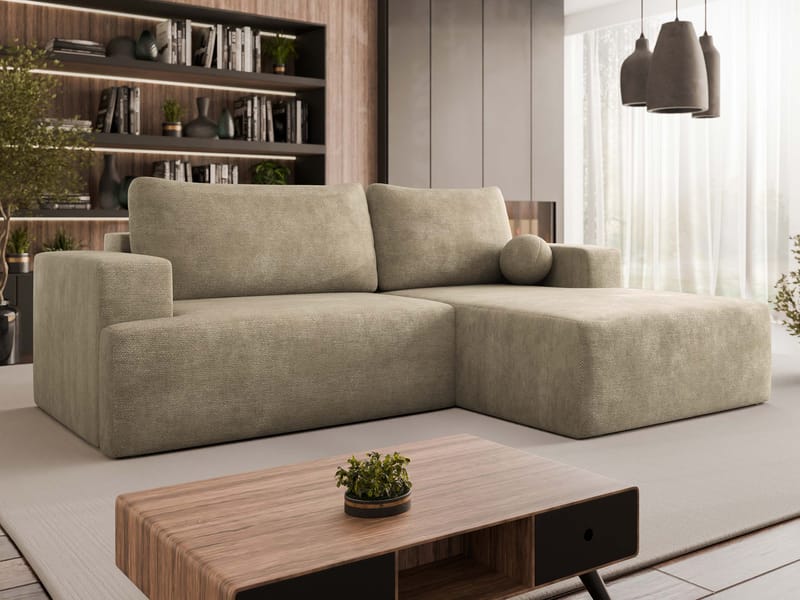 Deylor 3-sits Bäddsoffa med divan - beige - Möbler - Vardagsrum - Bäddsoffor - Hörnbäddsoffa