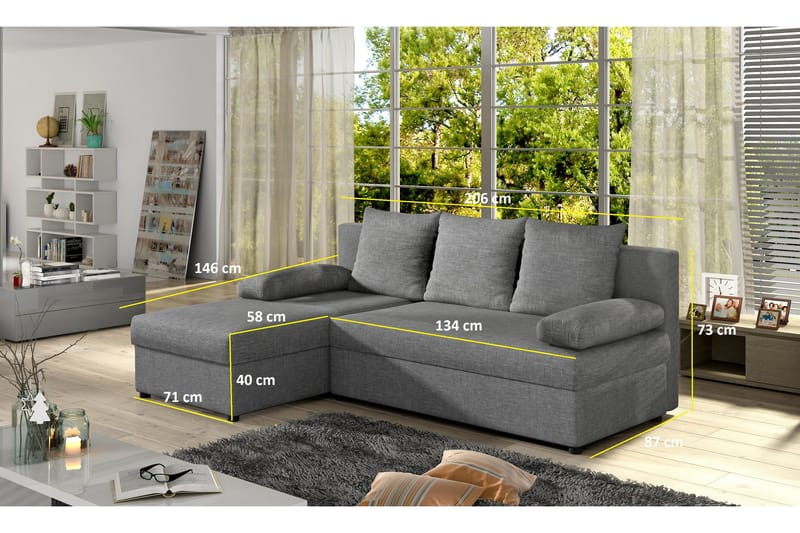 Dirk Bäddsoffa med Divan - Svart - Möbler - Vardagsrum - Bäddsoffor