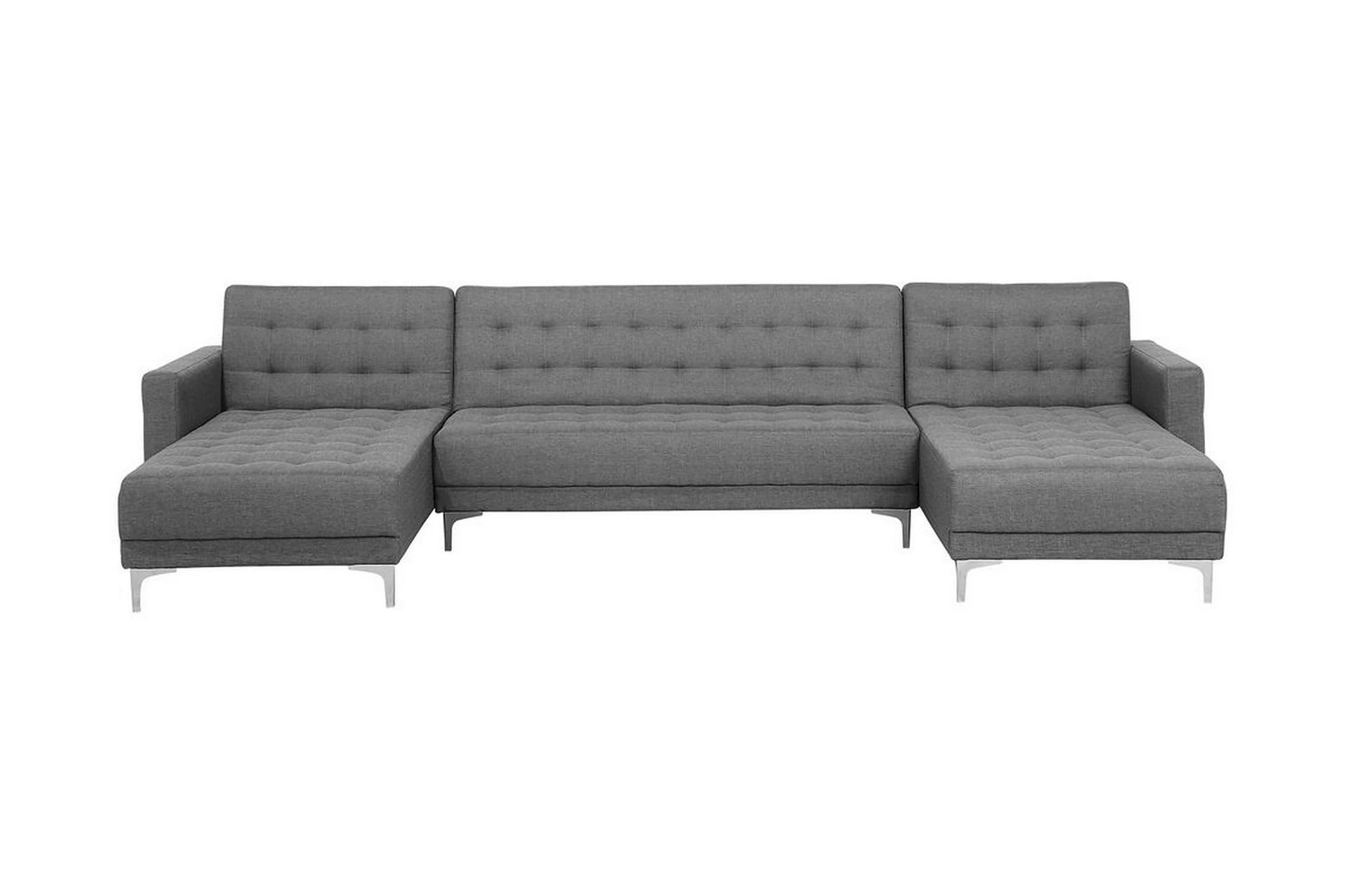 Divansoffa 5-sits med sovfunktion ljusgrå ABERDEEN - Grå - Möbler - Vardagsrum - Bäddsoffor - Hörnbäddsoffa