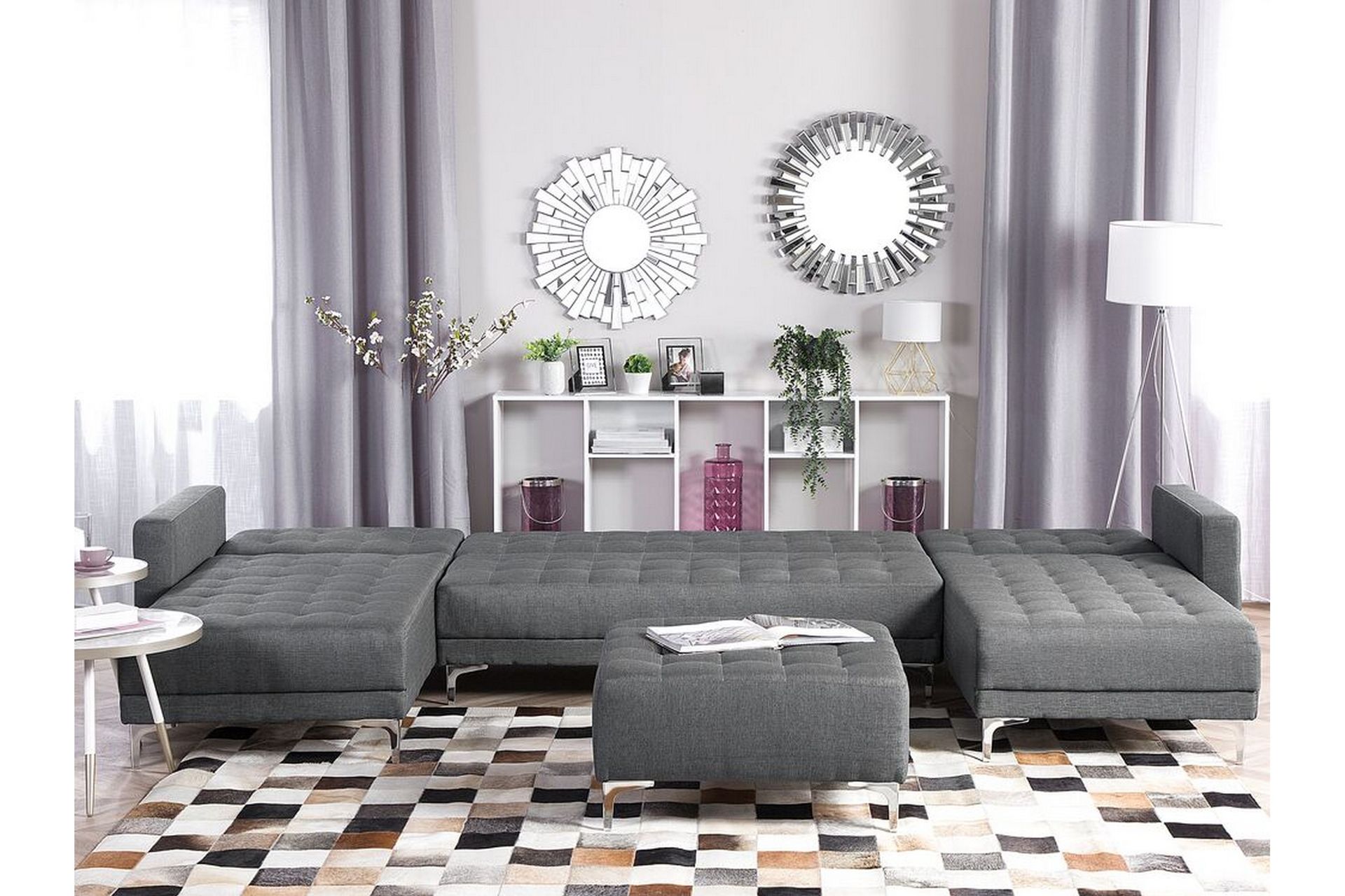 Divansoffa 5-sits med sovfunktion ljusgrå ABERDEEN - Grå - Möbler - Vardagsrum - Bäddsoffor - Hörnbäddsoffa