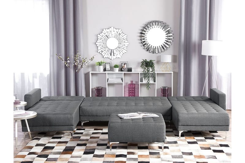Divansoffa 5-sits med sovfunktion ljusgrå ABERDEEN - Grå - Möbler - Vardagsrum - Bäddsoffor - Hörnbäddsoffa