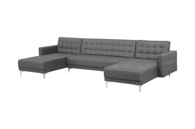 Divansoffa 5-sits med sovfunktion ljusgrå ABERDEEN - Grå - Möbler - Vardagsrum - Bäddsoffor - Hörnbäddsoffa