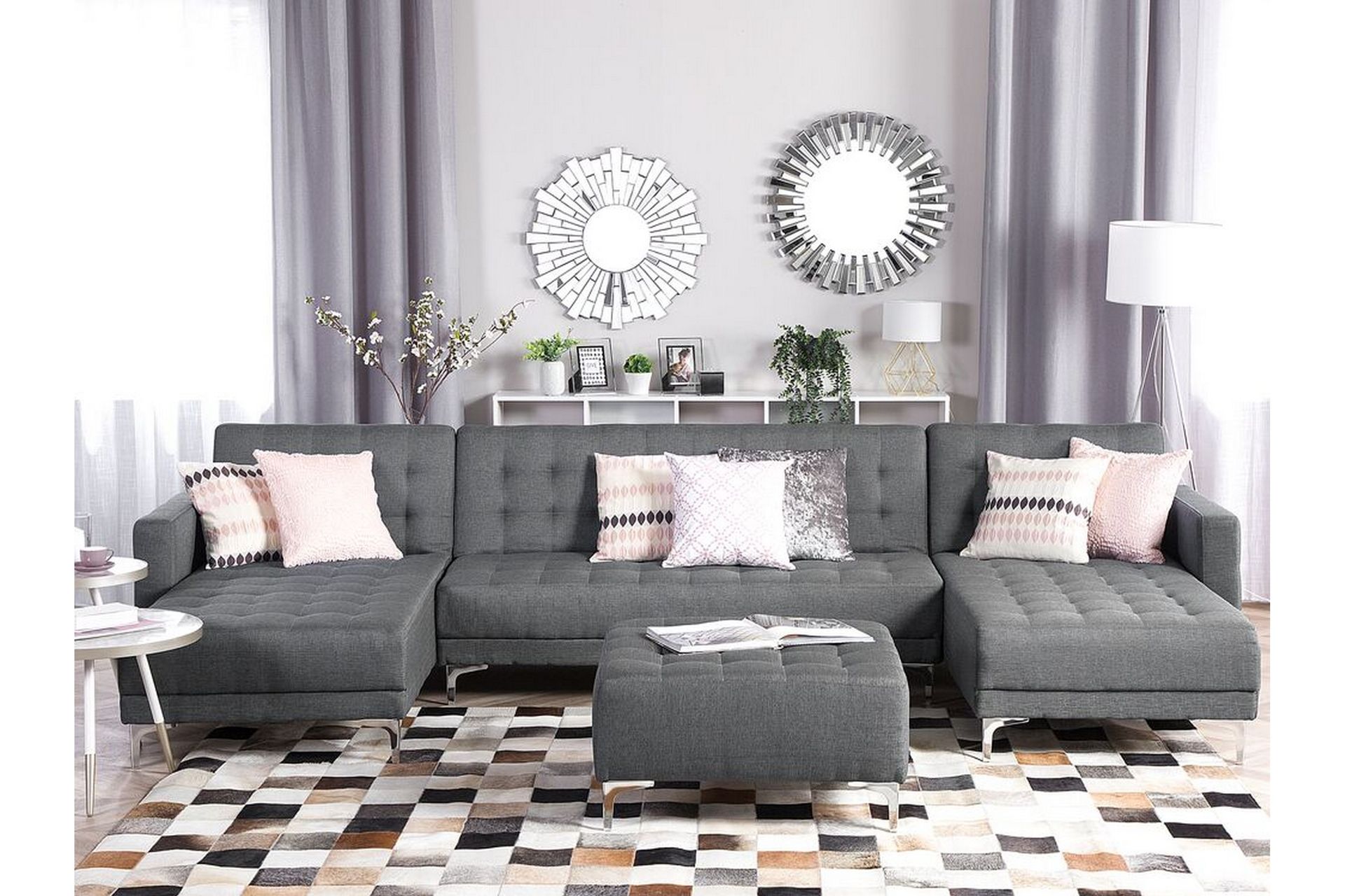 Divansoffa 5-sits med sovfunktion ljusgrå ABERDEEN - Grå - Möbler - Vardagsrum - Bäddsoffor - Hörnbäddsoffa