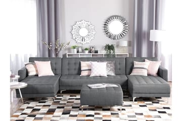 Divansoffa 5-sits med sovfunktion ljusgrå ABERDEEN - Grå - Möbler - Vardagsrum - Bäddsoffor - Hörnbäddsoffa
