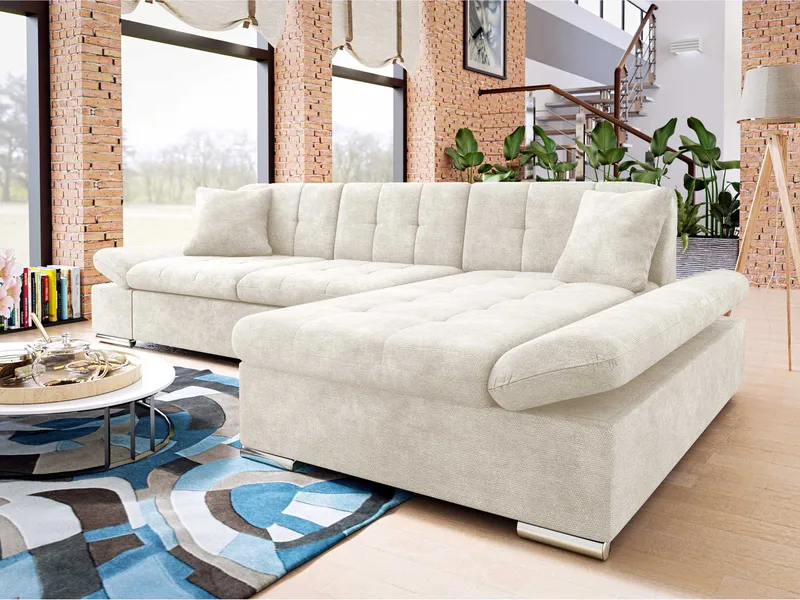 Djerra 3-sits Bäddsoffa divan höger med förvaring - Beige - Möbler - Vardagsrum - Bäddsoffor - Hörnbäddsoffa
