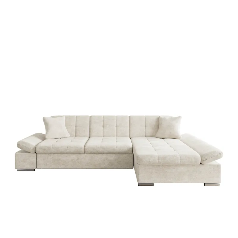 Djerra 3-sits Bäddsoffa divan höger med förvaring, Beige