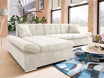 Djerra 3-sits Bäddsoffa divan vänster med förvaring - Beige - Möbler - Vardagsrum - Bäddsoffor