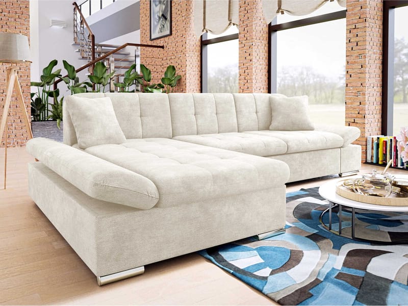 Djerra 3-sits Bäddsoffa divan vänster med förvaring - Beige - Möbler - Vardagsrum - Bäddsoffor - Hörnbäddsoffa