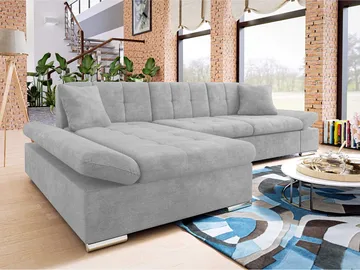 Djerra 3-sits Bäddsoffa divan vänster med förvaring - Grå - Möbler - Vardagsrum - Bäddsoffor