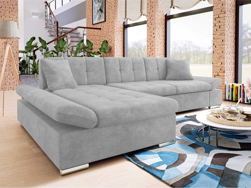 Djerra 3-sits Bäddsoffa divan vänster med förvaring - Grå - Möbler - Vardagsrum - Bäddsoffor - Hörnbäddsoffa
