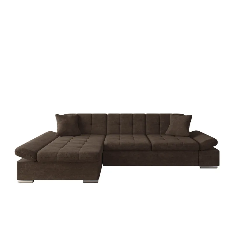 Djerra 3-sits Bäddsoffa divan vänster med förvaring, Mörkbrun