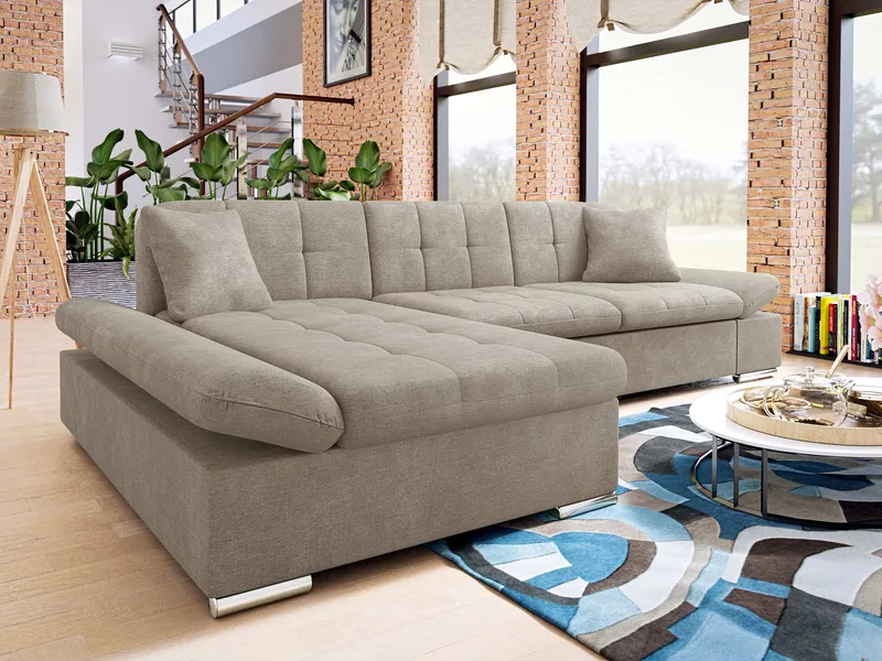 Djerra 4-sits Bäddsoffa med Schsälong Vänster - Mörkbeige - Möbler - Vardagsrum - Bäddsoffor - Hörnbäddsoffa