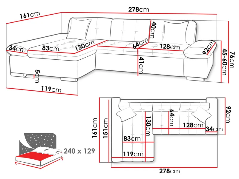 Djerra 4-sits Divansoffa Höger - Möbler - Vardagsrum - Bäddsoffor - Hörnbäddsoffa