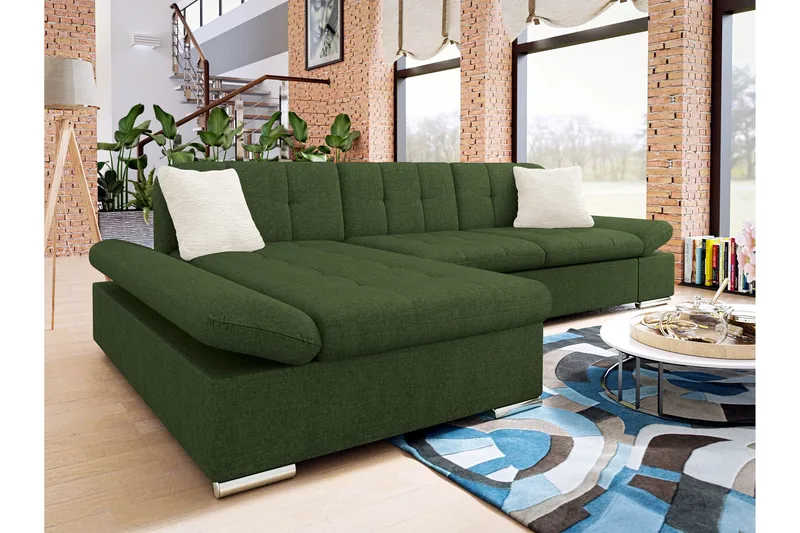 Djerra Bäddsoffa med Divan 3-sits - Grön - Möbler - Vardagsrum - Bäddsoffor