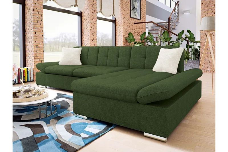 Djerra Bäddsoffa med Divan 3-sits - Grön - Möbler - Vardagsrum - Bäddsoffor
