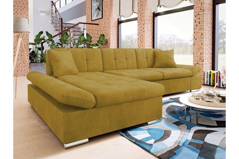 Djerra Bäddsoffa med Divan 3-sits - Gul - Möbler - Vardagsrum - Bäddsoffor