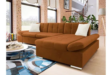 Djerra Bäddsoffa med Divan 3-sits - Orange - Möbler - Vardagsrum - Bäddsoffor