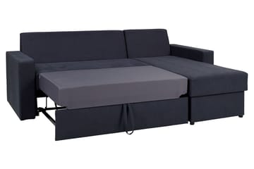 Domino 3-sits Hörnsoffa L-formad Bäddbar 140x200 cm med Förvaring i Tyg - Grå - Möbler - Vardagsrum - Bäddsoffor