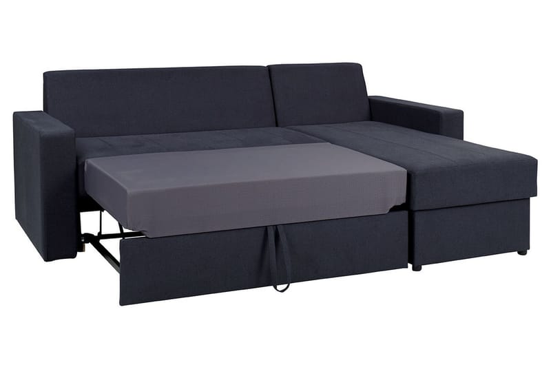 Domino 3-sits Hörnsoffa L-formad Bäddbar 140x200 cm med Förvaring i Tyg - Grå - Möbler - Vardagsrum - Bäddsoffor