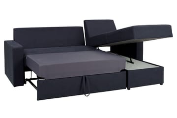 Domino 3-sits Hörnsoffa L-formad Bäddbar 140x200 cm med Förvaring i Tyg - Grå - Möbler - Vardagsrum - Bäddsoffor