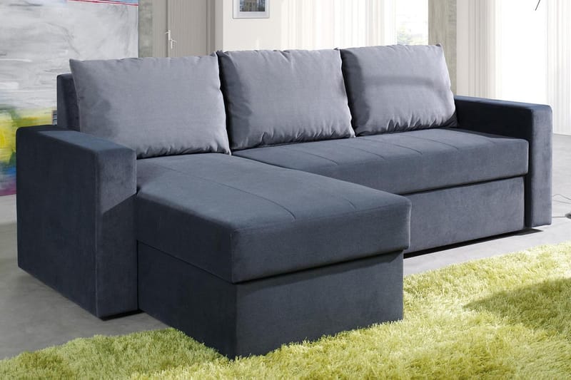 DOMINO Divanbäddsoffa 234x156x82 cm - Blå/Grå - Möbler - Vardagsrum - Bäddsoffor