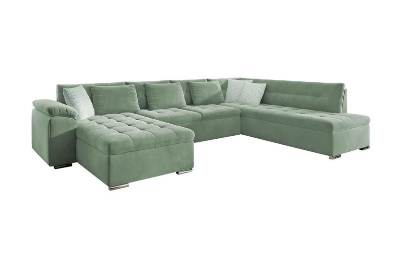 Dynir 4-sits Bäddsoffa i Sammet - Salviagrön - Möbler - Vardagsrum - Bäddsoffor - U bäddsoffa
