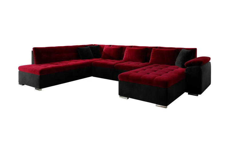Dynir 4-sits Bäddsoffa - Röd/Svart - Möbler - Vardagsrum - Bäddsoffor - U bäddsoffa