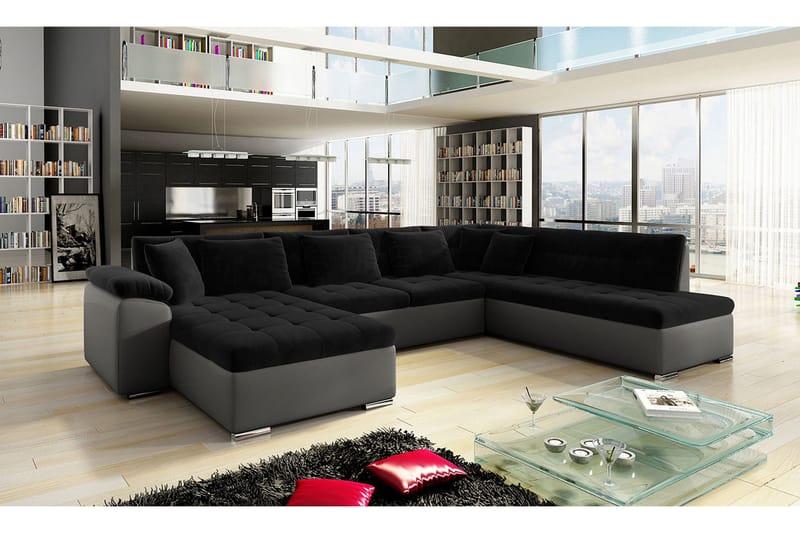 Dynir 4-sits Bäddsoffa - Svart/Grå - Möbler - Vardagsrum - Bäddsoffor - U bäddsoffa