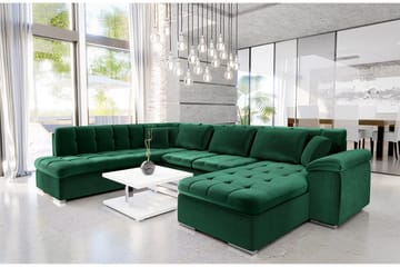 Dynir 6-sits Högervänd U-formad Bäddsoffa 125x290 cm med Förvaring i Sammet - Grön - Möbler - Vardagsrum - Bäddsoffor - U bäddsoffa