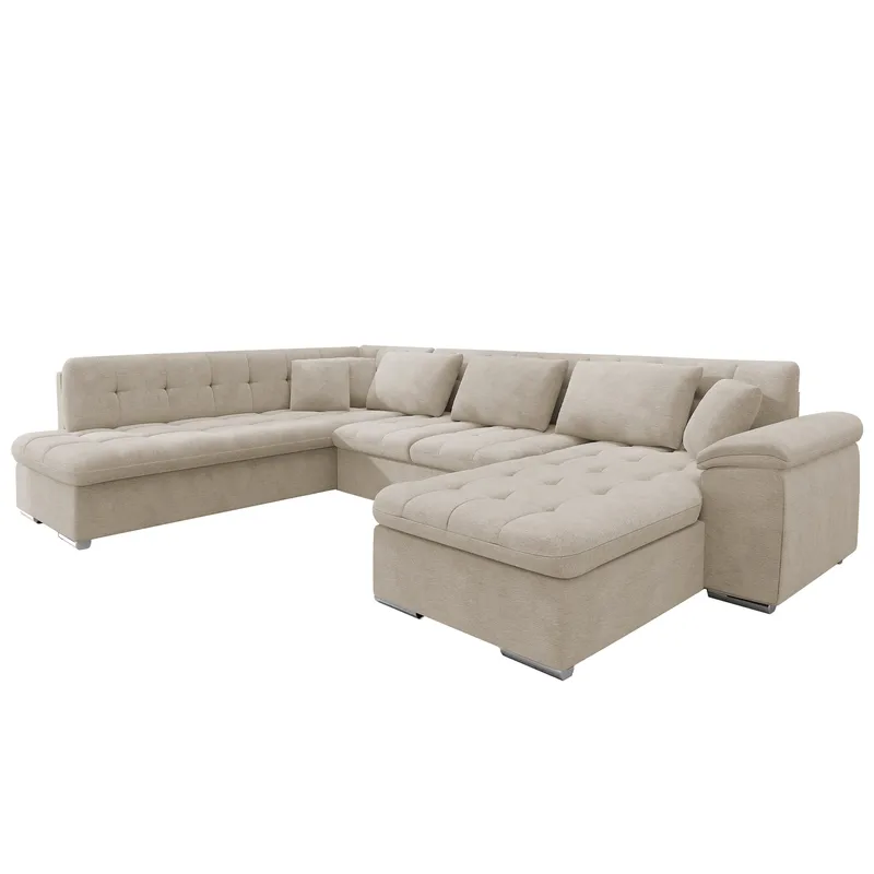 Dynir 6-sits Vänstervänd Bäddsoffa 125x290 cm med Förvaring i Tyg, Beige
