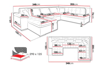 Dynir Bäddsoffa m. Divan och Schäslong 4-sits - Grön - Möbler - Vardagsrum - Bäddsoffor - U bäddsoffa