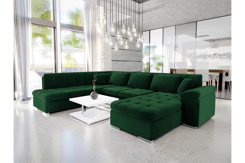 Dynir Bäddsoffa m. Divan och Schäslong 5-sits - Grön - Möbler - Vardagsrum - Bäddsoffor - U bäddsoffa