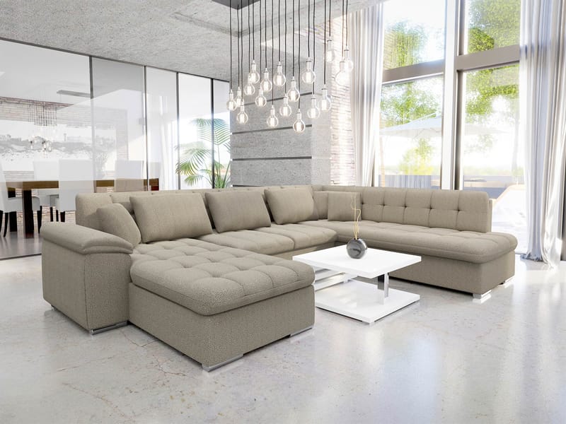 Dynir Bäddsoffa med Divan och Schäslong 5-sits - Beige - Möbler - Vardagsrum - Bäddsoffor - U bäddsoffa