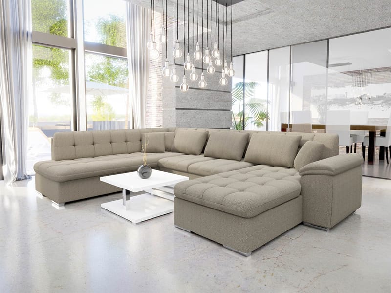 Dynir Bäddsoffa med Divan och Schäslong 5-sits - Beige - Möbler - Vardagsrum - Bäddsoffor - U bäddsoffa