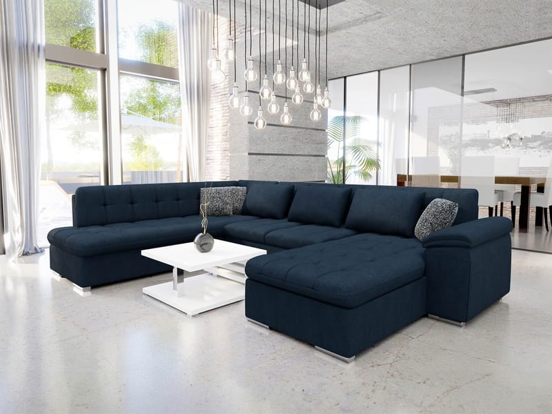 Dynir Bäddsoffa med Divan och Schäslong 5-sits - Blå - Möbler - Vardagsrum - Bäddsoffor - U bäddsoffa