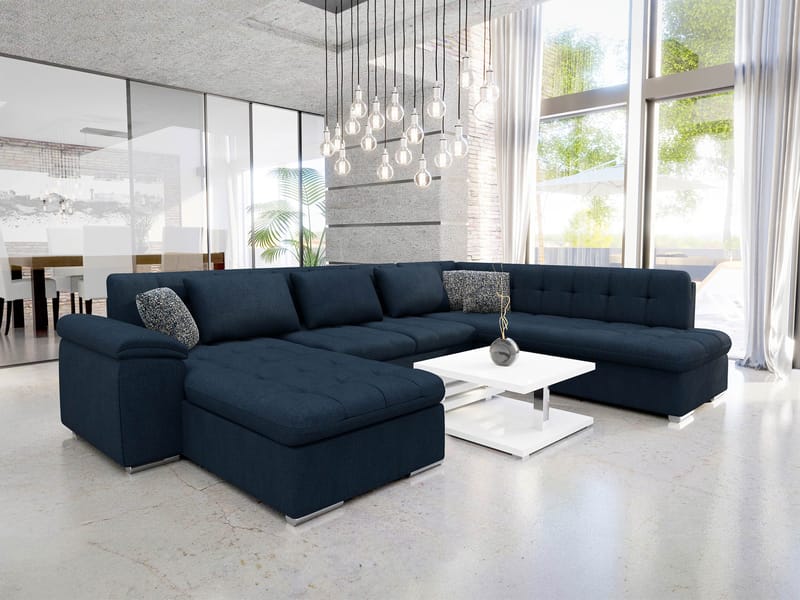Dynir Bäddsoffa med Divan och Schäslong 5-sits - Blå - Möbler - Vardagsrum - Bäddsoffor - U bäddsoffa