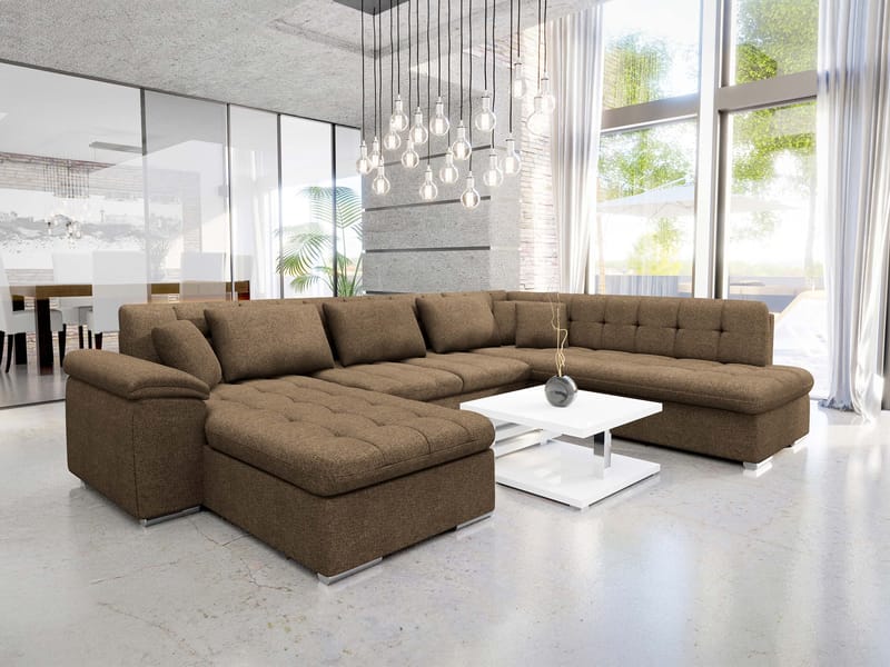 Dynir Bäddsoffa med Divan och Schäslong 5-sits - Brun - Möbler - Vardagsrum - Bäddsoffor - U bäddsoffa