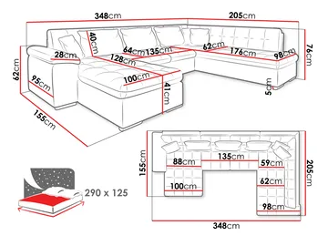 Dynir Bäddsoffa med Divan och Schäslong 5-sits - Brun - Möbler - Vardagsrum - Bäddsoffor - U bäddsoffa