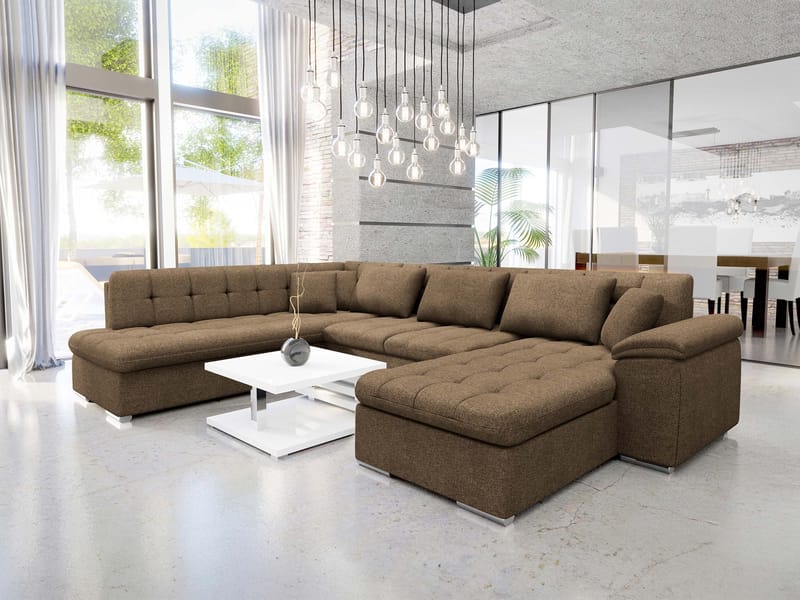 Dynir Bäddsoffa med Divan och Schäslong 5-sits - Brun - Möbler - Vardagsrum - Bäddsoffor - U bäddsoffa